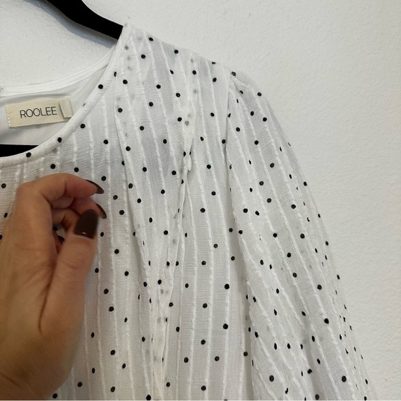 Roolee White Black Polka Dots Knee Length Dress Nursing Friendly Size L Women’s - Picture 3 of 16